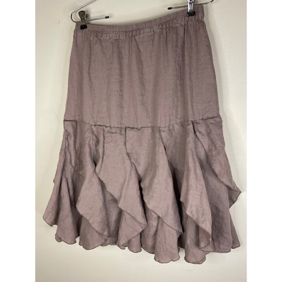 Cynthia Rowley Linen Lagenlook Boho Tattered Skirt Size L - Picture 2 of 7